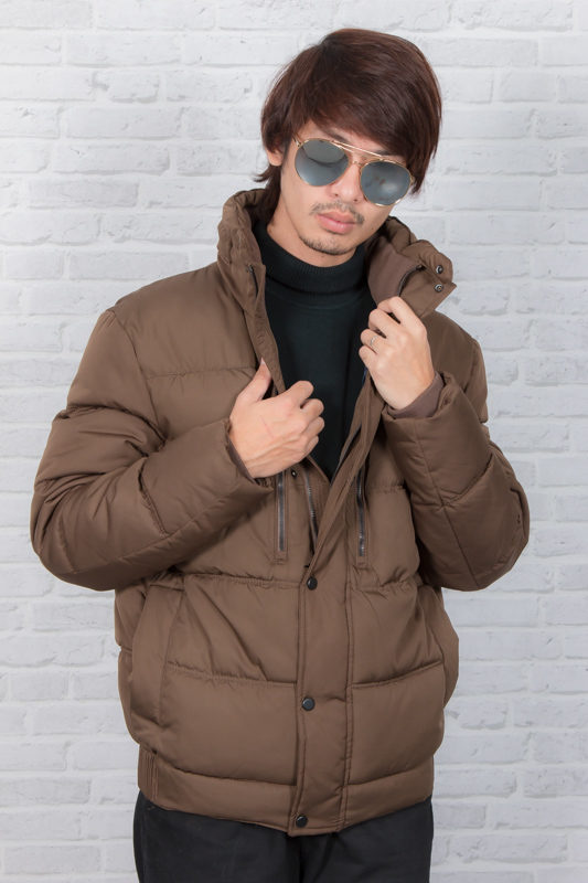 ZARA BROWN BASIC QUILTED JACKET WITH ZIP DETAIL M/L/XL