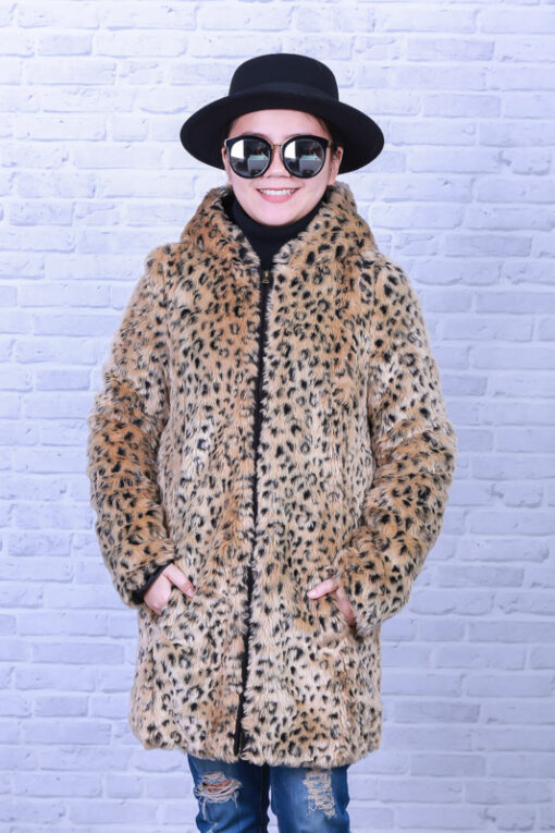 ZARA LEOPARD FAUX FUR LONG ZIP WITH HOOD