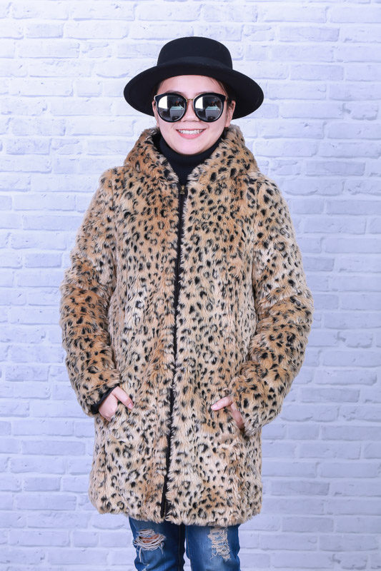 ZARA LEOPARD FAUX FUR LONG ZIP WITH HOOD