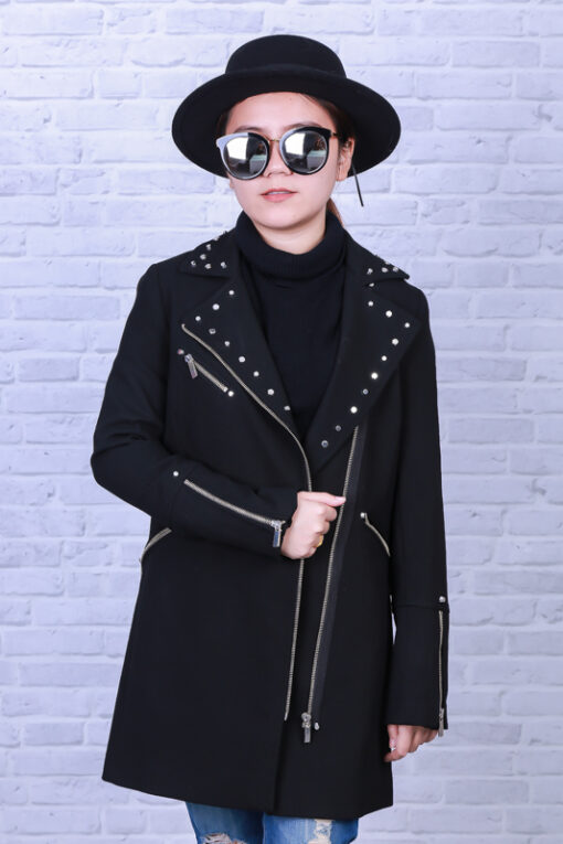 ZARA BLACK ROCKER LONG COAT