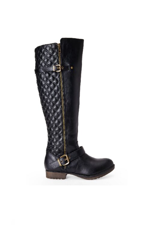 BOOTS STEVE MADDEN BLACK LEATHER GOLD ZIP SIZE 40