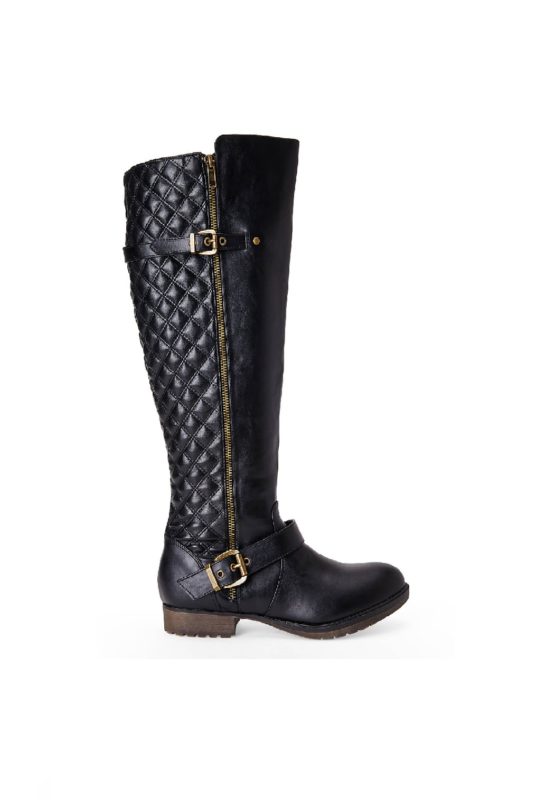 BOOTS STEVE MADDEN BLACK LEATHER GOLD ZIP SIZE 40