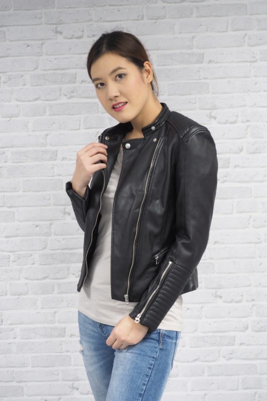 H&M BLACK LEATHER JACKET SIZE M