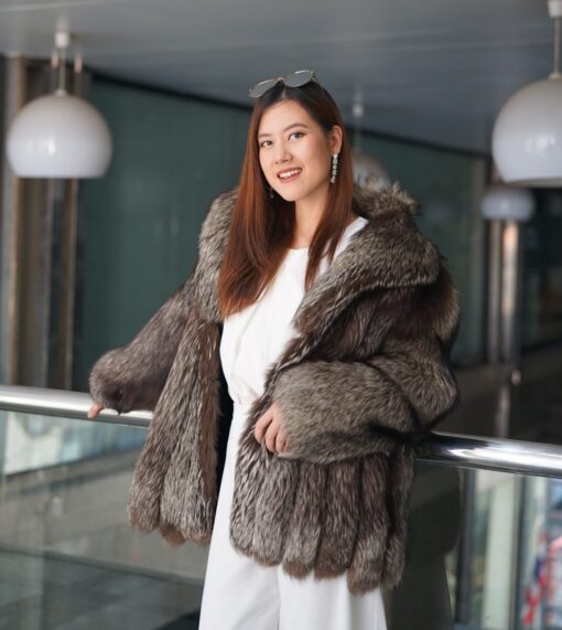 NO.13 SAGA FOX COAT SILVER BROWN