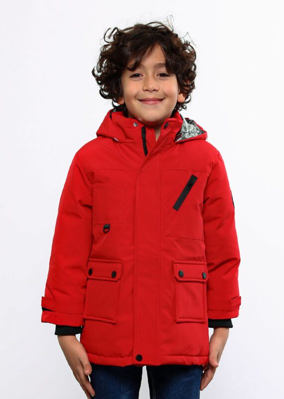 KIDS BOY’S WATERPROOF JACKET WITH HOODIE AND POCKETS